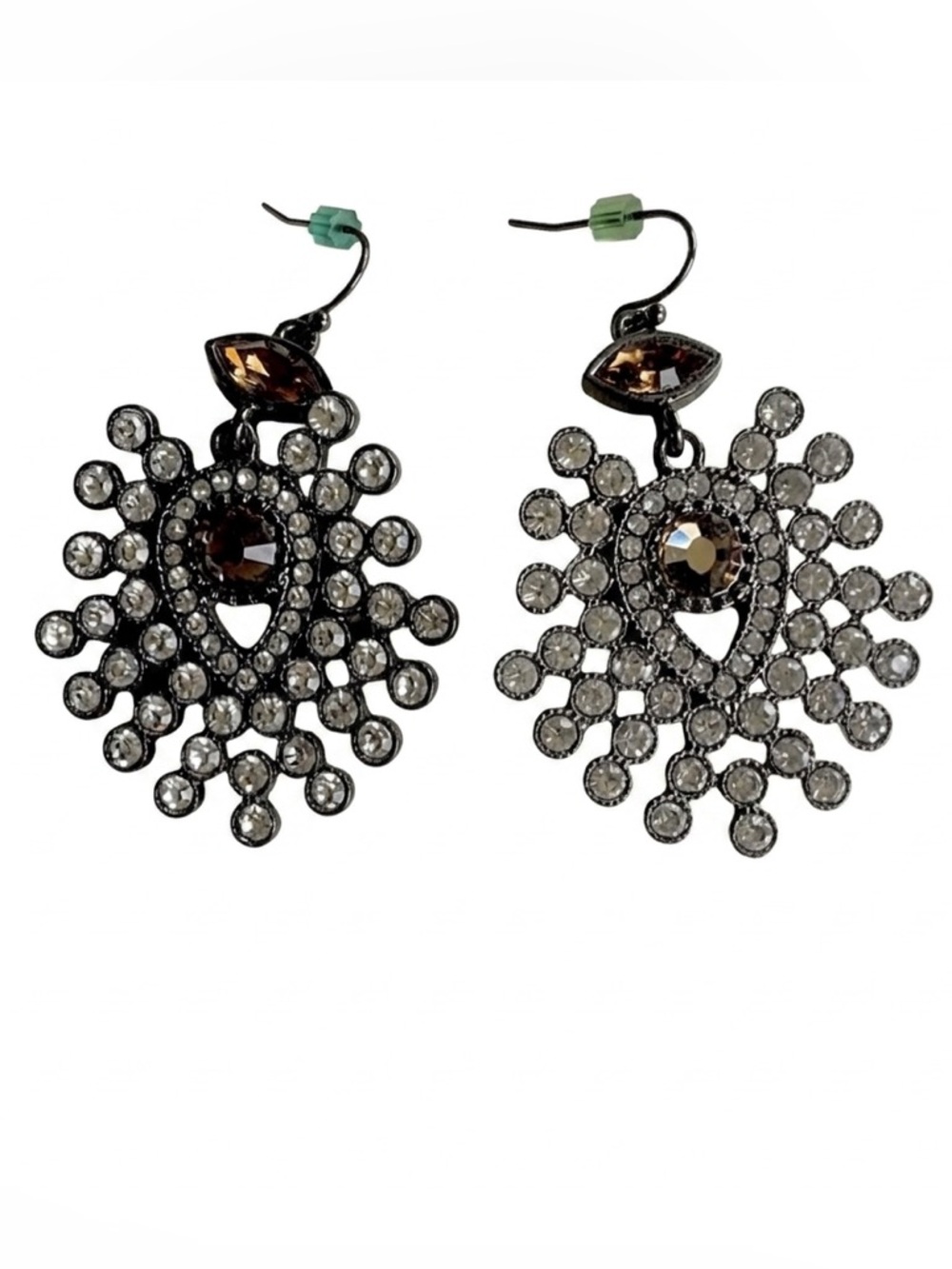 NWOT WA Studios Brown Crystal Drop Earrings
